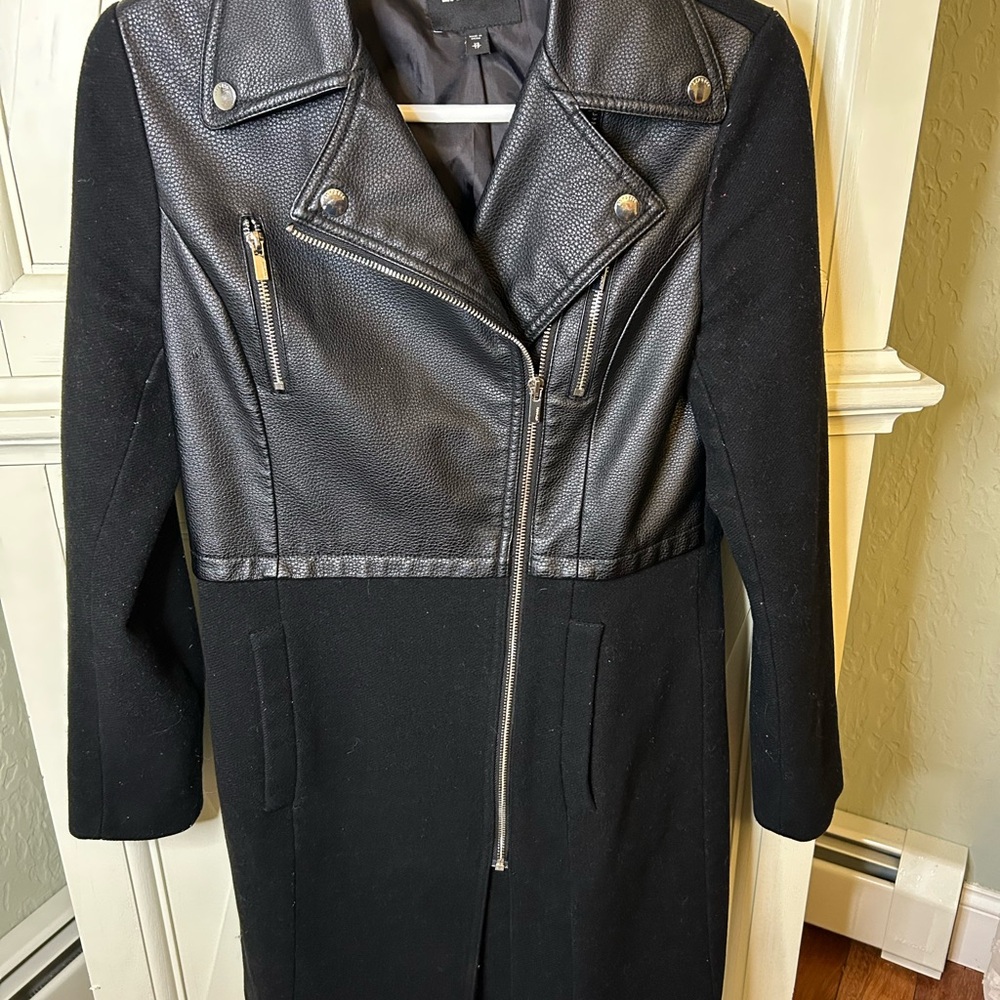 Express Black Leather and Wool Women's Jacket